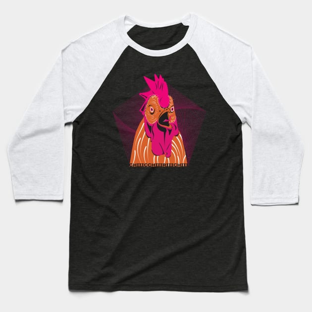 Screaming Rooster Baseball T-Shirt by Stecra